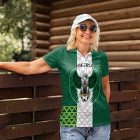Nigeria Football Custom Women Polo Shirt Retro Nigeria 20-21 Eagle Flag Motif - Wonder Print Shop
