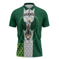 Nigeria Football Custom Zipper Polo Shirt Retro Nigeria 20-21 Eagle Flag Motif - Wonder Print Shop