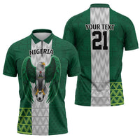 Nigeria Football Custom Zipper Polo Shirt Retro Nigeria 20-21 Eagle Flag Motif - Wonder Print Shop