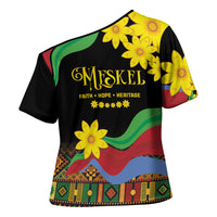 Eritrea Meskel Cross Shoulder Shirt Eritrean Tribal Meskel Daisy Flag Inspired