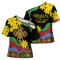 Eritrea Meskel Cross Shoulder Shirt Eritrean Tribal Meskel Daisy Flag Inspired