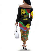 Eritrea Meskel Off The Shoulder Long Sleeve Dress Eritrean Tribal Meskel Daisy Flag Inspired