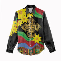 Eritrea Meskel Women Casual Shirt Eritrean Tribal Meskel Daisy Flag Inspired