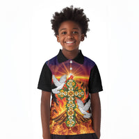 Eritrea Meskel Kid Polo Shirt Demera Cross Flames of Faith
