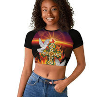 Eritrea Meskel Raglan Cropped T shirt Demera Cross Flames of Faith