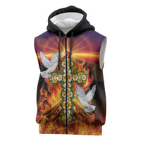 Eritrea Meskel Sleeveless Zip Hoodie Demera Cross Flames of Faith