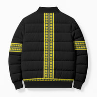 Ethiopian Enkutatash Bomber Puffer Jacket Black Adey Flower Tilet Habesha Inspired