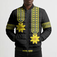 Ethiopian Enkutatash Bomber Puffer Jacket Black Adey Flower Tilet Habesha Inspired