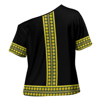 Ethiopian Enkutatash Cross Shoulder Shirt Black Adey Flower Tilet Habesha Inspired