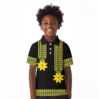 Ethiopian Enkutatash Kid Polo Shirt Black Adey Flower Tilet Habesha Inspired