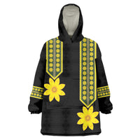 Ethiopian Enkutatash Kid Wearable Blanket Hoodie Black Adey Flower Tilet Habesha Inspired