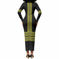 Ethiopian Enkutatash Long Sleeve Bodycon Dress Black Adey Flower Tilet Habesha Inspired