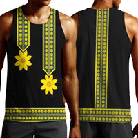 Ethiopian Enkutatash Men Tank Top Black Adey Flower Tilet Habesha Inspired