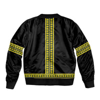 Ethiopian Enkutatash Sleeve Zip Bomber Jacket Black Adey Flower Tilet Habesha Inspired