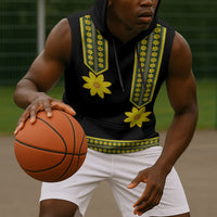 Ethiopian Enkutatash Sleeveless Hoodie Black Adey Flower Tilet Habesha Inspired