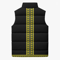 Ethiopian Enkutatash Sleeveless Puffer Jacket Black Adey Flower Tilet Habesha Inspired