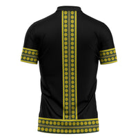 Ethiopian Enkutatash Zipper Polo Shirt Black Adey Flower Tilet Habesha Inspired