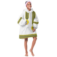Ethiopian Enkutatash Kid Wearable Blanket Hoodie White Adey Flower Tilet Habesha Inspired