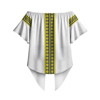 Ethiopian Enkutatash Off Shoulder Wrap Waist Top White Adey Flower Tilet Habesha Inspired
