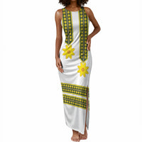 Ethiopian Enkutatash Tank Maxi Dress White Adey Flower Tilet Habesha Inspired