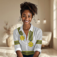 Ethiopian Enkutatash Women Casual Shirt White Adey Flower Tilet Habesha Inspired