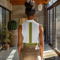 Ethiopian Enkutatash Women Sleeveless Polo Shirt White Adey Flower Tilet Habesha Inspired