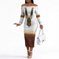 Ethiopian Enkutatash Personalized Off The Shoulder Long Sleeve Dress Traditional Habesha Glass D'va Necklace Inspired