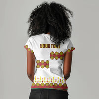 Ethiopian Enkutatash Personalized Women V-Neck T-Shirt Traditional Habesha Glass D'va Necklace Inspired