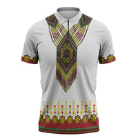 Ethiopian Enkutatash Personalized Zipper Polo Shirt Traditional Habesha Glass D'va Necklace Inspired