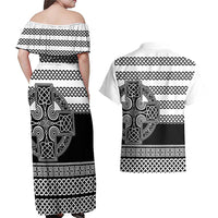 Brittany Celtic Knot Couples Matching Off Shoulder Maxi Dress and Hawaiian Shirt Celtic Nation Heritage Pride - Wonder Print Shop