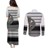Brittany Celtic Knot Couples Matching Puletasi and Long Sleeve Button Shirt Celtic Nation Heritage Pride - Wonder Print Shop