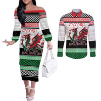 Cymru Celtic Wales Knot Couples Matching Off The Shoulder Long Sleeve Dress and Long Sleeve Button Shirt Celtic Nation Heritage Pride - Wonder Print Shop