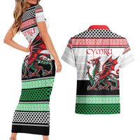 Cymru Celtic Wales Knot Couples Matching Short Sleeve Bodycon Dress and Hawaiian Shirt Celtic Nation Heritage Pride - Wonder Print Shop