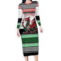 Cymru Celtic Wales Knot Long Sleeve Bodycon Dress Celtic Nation Heritage Pride - Wonder Print Shop