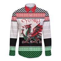 Cymru Celtic Wales Knot Long Sleeve Button Shirt Celtic Nation Heritage Pride - Wonder Print Shop