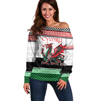 Cymru Celtic Wales Knot Off Shoulder Sweater Celtic Nation Heritage Pride - Wonder Print Shop