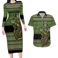 Ireland Celtic Knot Couples Matching Long Sleeve Bodycon Dress and Hawaiian Shirt Celtic Nation Heritage Pride - Wonder Print Shop