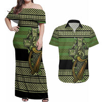 Ireland Celtic Knot Couples Matching Off Shoulder Maxi Dress and Hawaiian Shirt Celtic Nation Heritage Pride - Wonder Print Shop