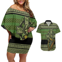 Ireland Celtic Knot Couples Matching Off Shoulder Short Dress and Hawaiian Shirt Celtic Nation Heritage Pride - Wonder Print Shop