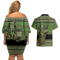Ireland Celtic Knot Couples Matching Off Shoulder Short Dress and Hawaiian Shirt Celtic Nation Heritage Pride - Wonder Print Shop