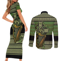 Ireland Celtic Knot Couples Matching Short Sleeve Bodycon Dress and Long Sleeve Button Shirt Celtic Nation Heritage Pride - Wonder Print Shop