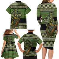 Ireland Celtic Knot Family Matching Long Sleeve Bodycon Dress and Hawaiian Shirt Celtic Nation Heritage Pride - Wonder Print Shop