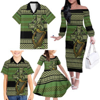 Ireland Celtic Knot Family Matching Off The Shoulder Long Sleeve Dress and Hawaiian Shirt Celtic Nation Heritage Pride - Wonder Print Shop
