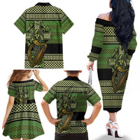 Ireland Celtic Knot Family Matching Off The Shoulder Long Sleeve Dress and Hawaiian Shirt Celtic Nation Heritage Pride - Wonder Print Shop