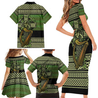 Ireland Celtic Knot Family Matching Short Sleeve Bodycon Dress and Hawaiian Shirt Celtic Nation Heritage Pride - Wonder Print Shop