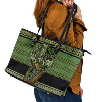 Ireland Celtic Knot Leather Tote Bag Celtic Nation Heritage Pride - Wonder Print Shop