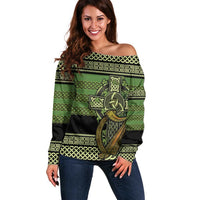 Ireland Celtic Knot Off Shoulder Sweater Celtic Nation Heritage Pride - Wonder Print Shop