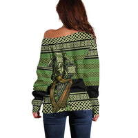 Ireland Celtic Knot Off Shoulder Sweater Celtic Nation Heritage Pride - Wonder Print Shop