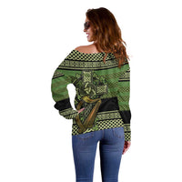 Ireland Celtic Knot Off Shoulder Sweater Celtic Nation Heritage Pride - Wonder Print Shop