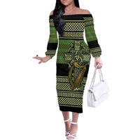 Ireland Celtic Knot Off The Shoulder Long Sleeve Dress Celtic Nation Heritage Pride - Wonder Print Shop